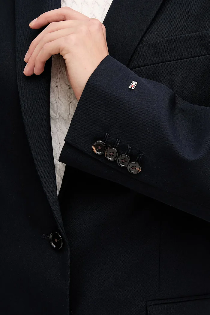 Tommy Hilfiger Памучно сако в тъмносиньо с едно копче с изчистен дизайн WW0WW46808
