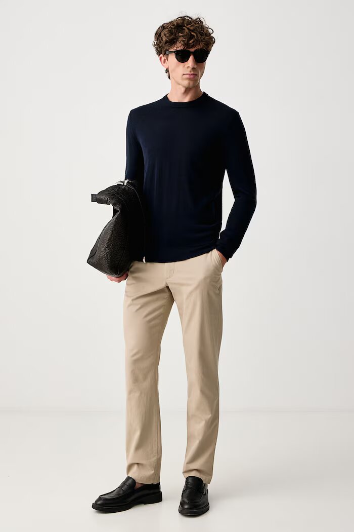 Tommy Hilfiger панталон мъжки от памук с еластан бежов MW0MW41993