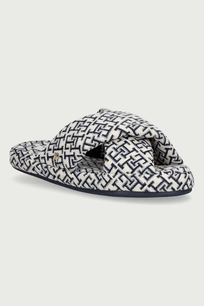 Tommy Hilfiger пантофи дамски TH FEMININE HOUSE SHOES MONOGRAM тъмносини FW0FW09631