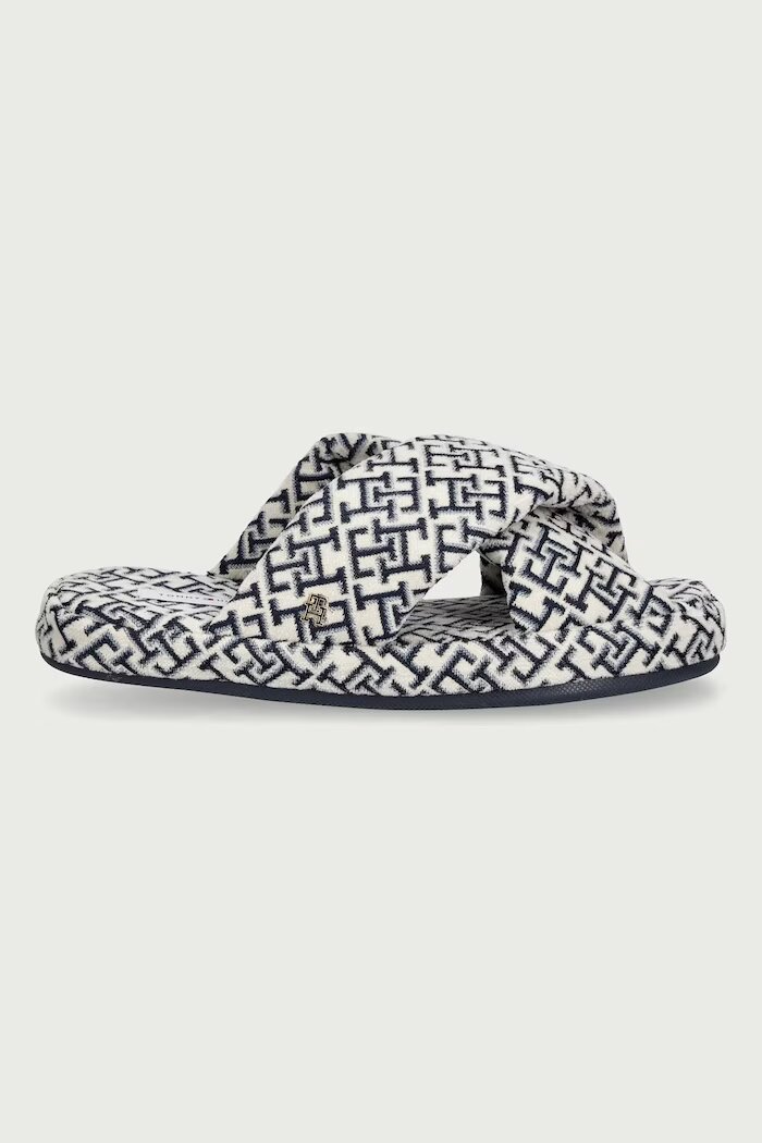 Tommy Hilfiger пантофи дамски TH FEMININE HOUSE SHOES MONOGRAM тъмносини FW0FW09631