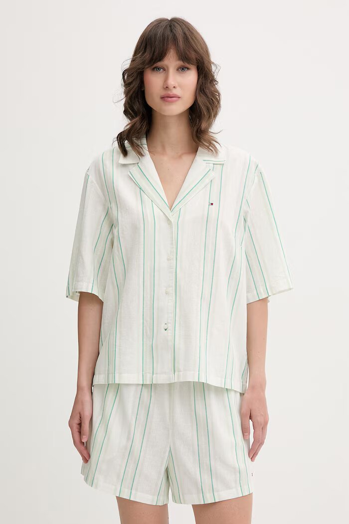 Tommy Hilfiger пижама дамска с лен зелена UW0UW06329