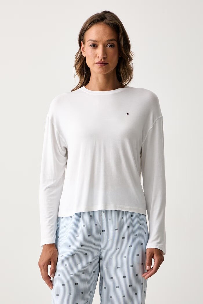 Tommy Hilfiger пижама дамска с модал бяла UW0UW06601