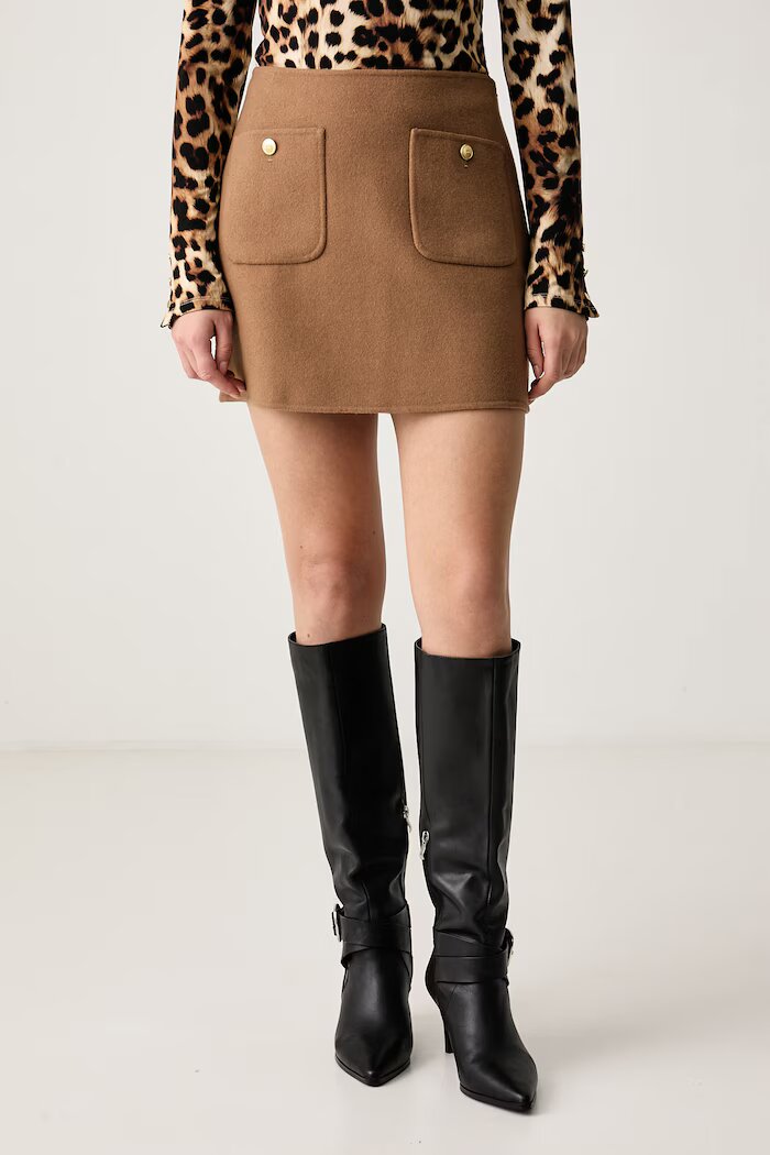 Tommy Hilfiger пола с вълна кафява WW0WW52234