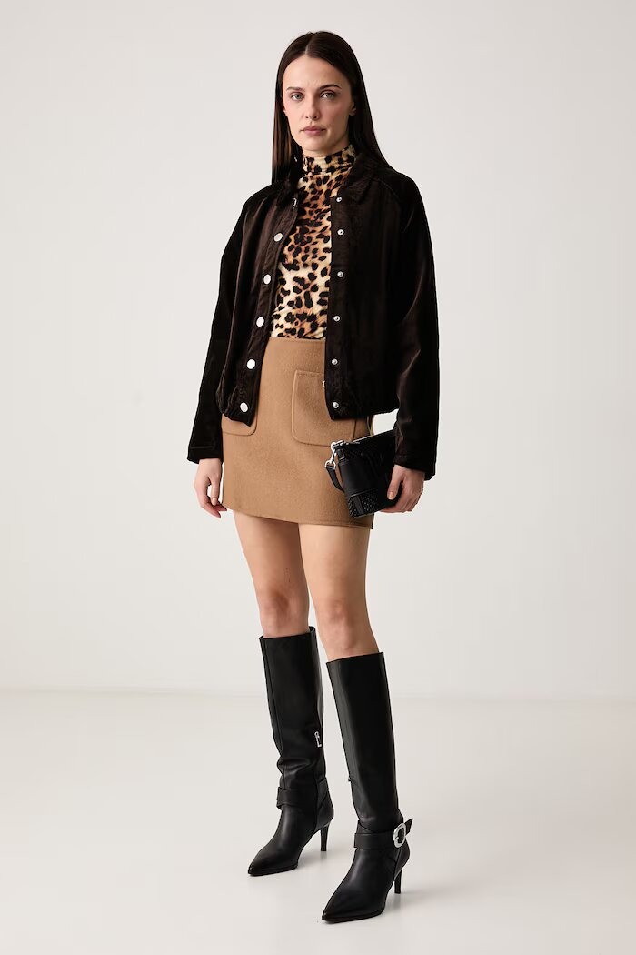 Tommy Hilfiger пола с вълна кафява WW0WW52234