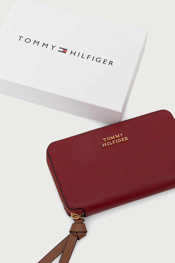 Tommy Hilfiger портфейл дамски от кожа бордо AW0AW18939