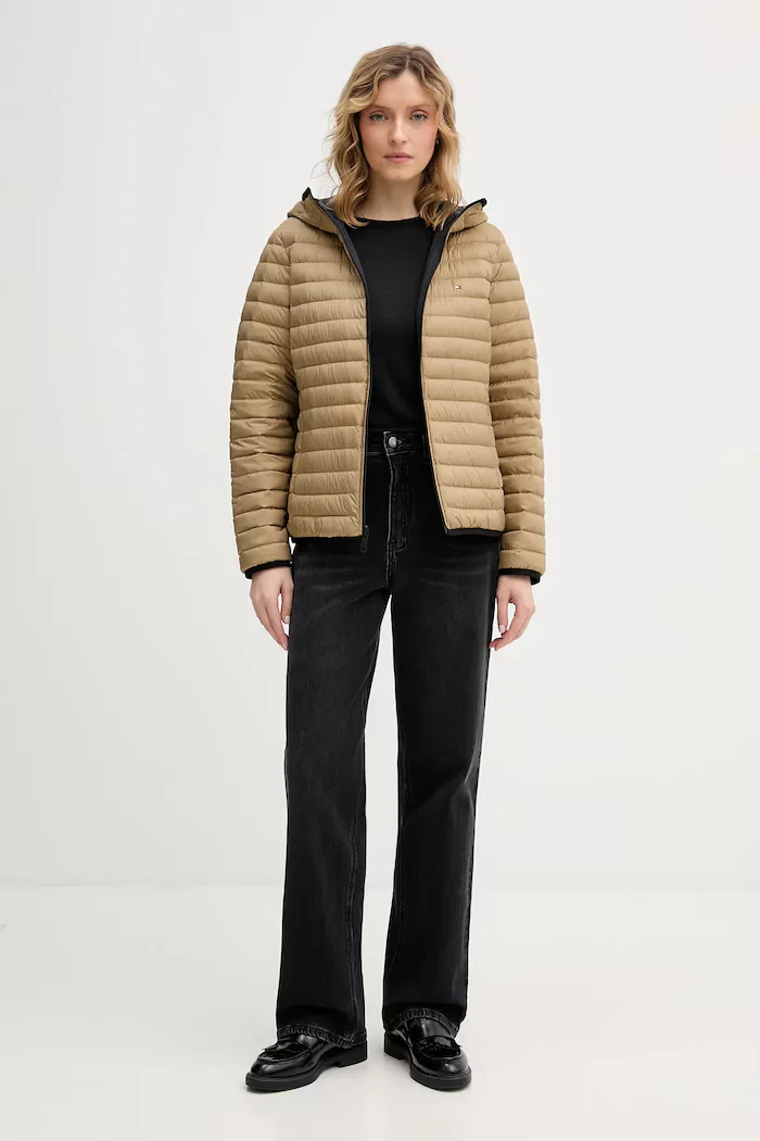 Tommy Hilfiger Пухено яке с две лица в черно преходен модел WW0WW47754