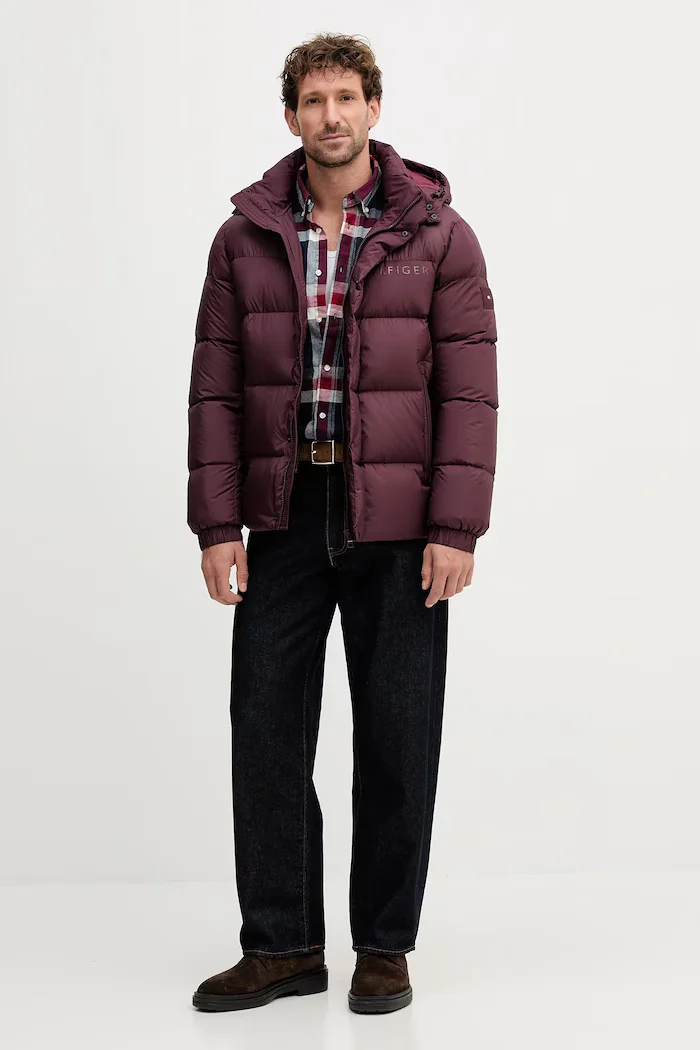 Tommy Hilfiger Пухено яке в бордо зимен модел MW0MW40613