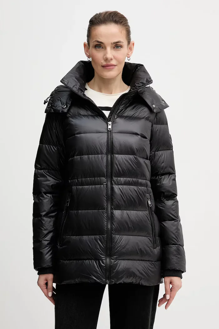 Tommy Hilfiger Пухено яке в черно преходен модел WW0WW47355