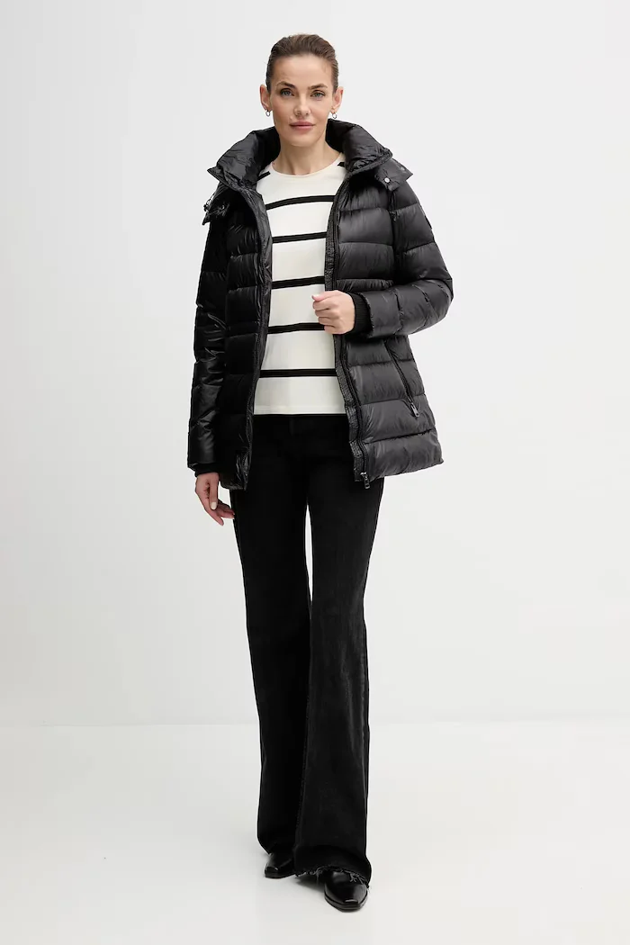 Tommy Hilfiger Пухено яке в черно преходен модел WW0WW47355