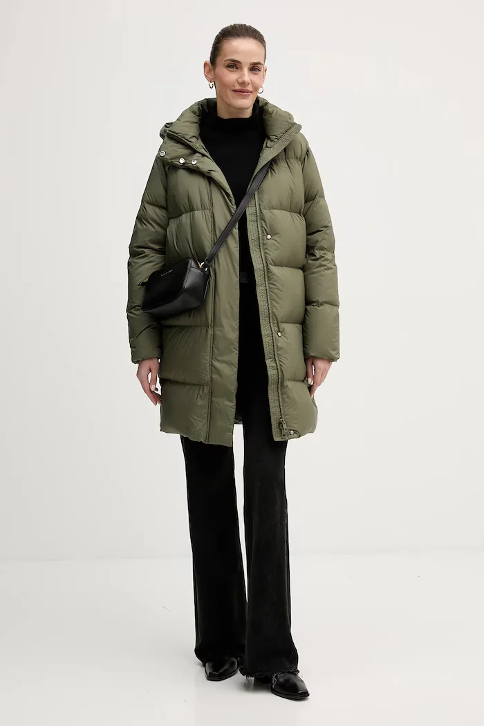 Tommy Hilfiger Пухено яке в зелено зимен модел WW0WW46535
