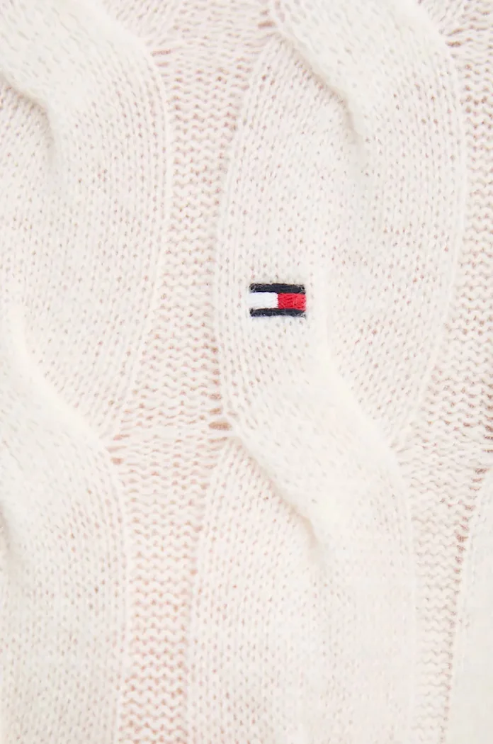 Tommy Hilfiger пуловер дамски от вълна бежов WW0WW43586