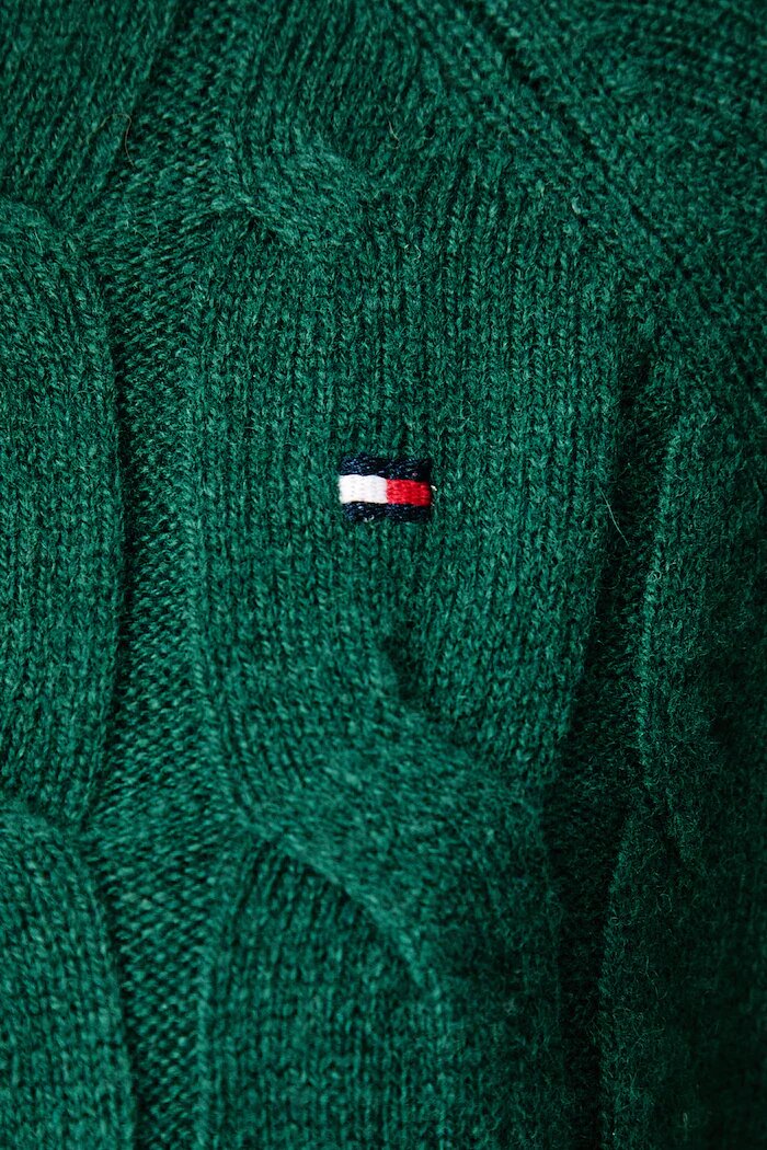 Tommy Hilfiger пуловер дамски от вълна зелен WW0WW46791