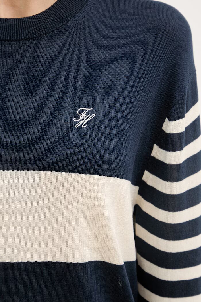 Tommy Hilfiger пуловер дамски с добавена коприна тъмносин WW0WW48501