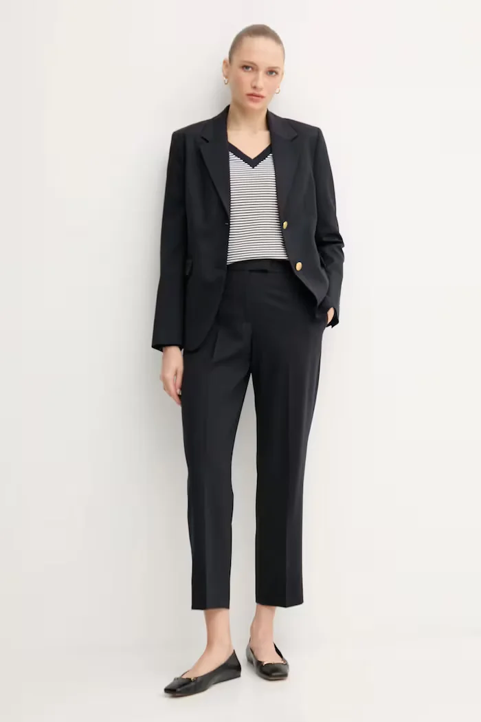 Tommy Hilfiger пуловер дамски с памук тъмносин WW0WW40098