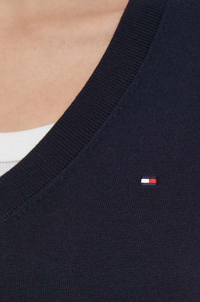 Tommy Hilfiger Пуловер дамски в тъмносиньо от лека материя WW0WW42049