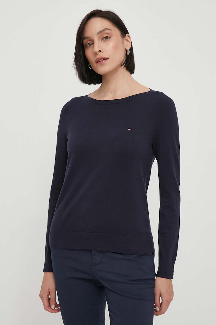 Tommy Hilfiger Пуловер дамски в тъмносиньо от лека материя WW0WW42050