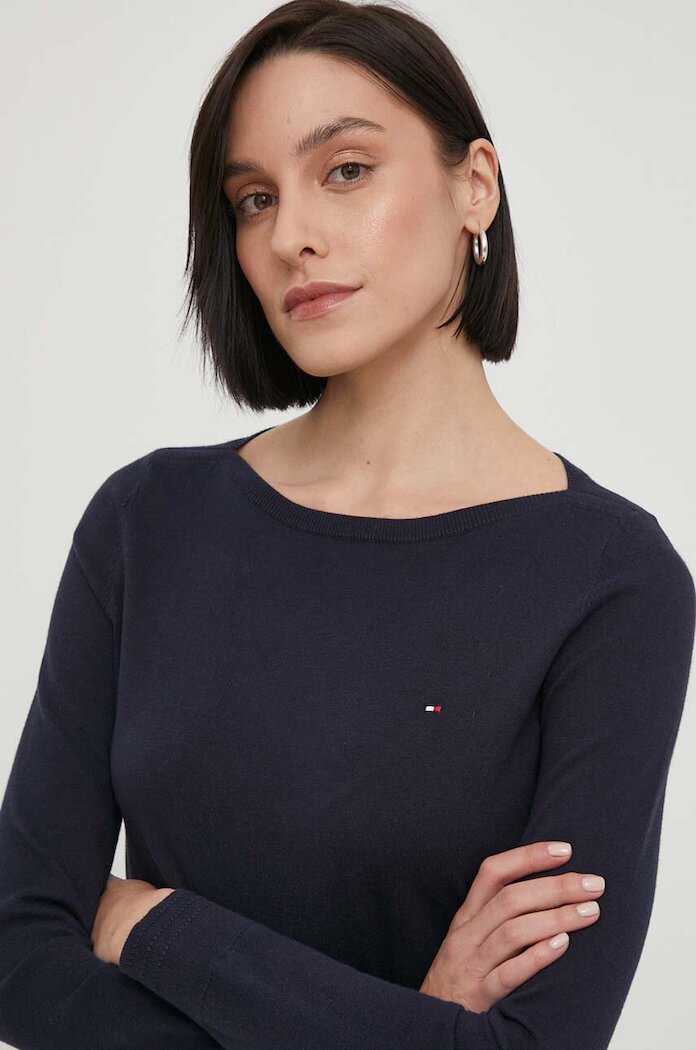 Tommy Hilfiger Пуловер дамски в тъмносиньо от лека материя WW0WW42050