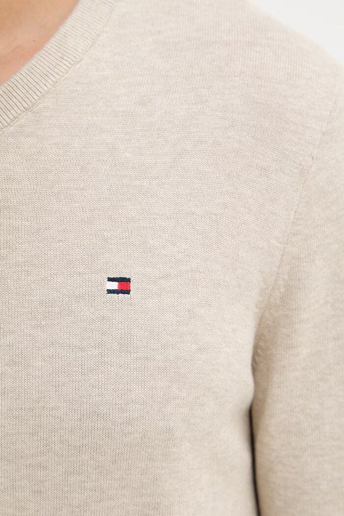 Tommy Hilfiger пуловер мъжки от памук бежов MW0MW14745