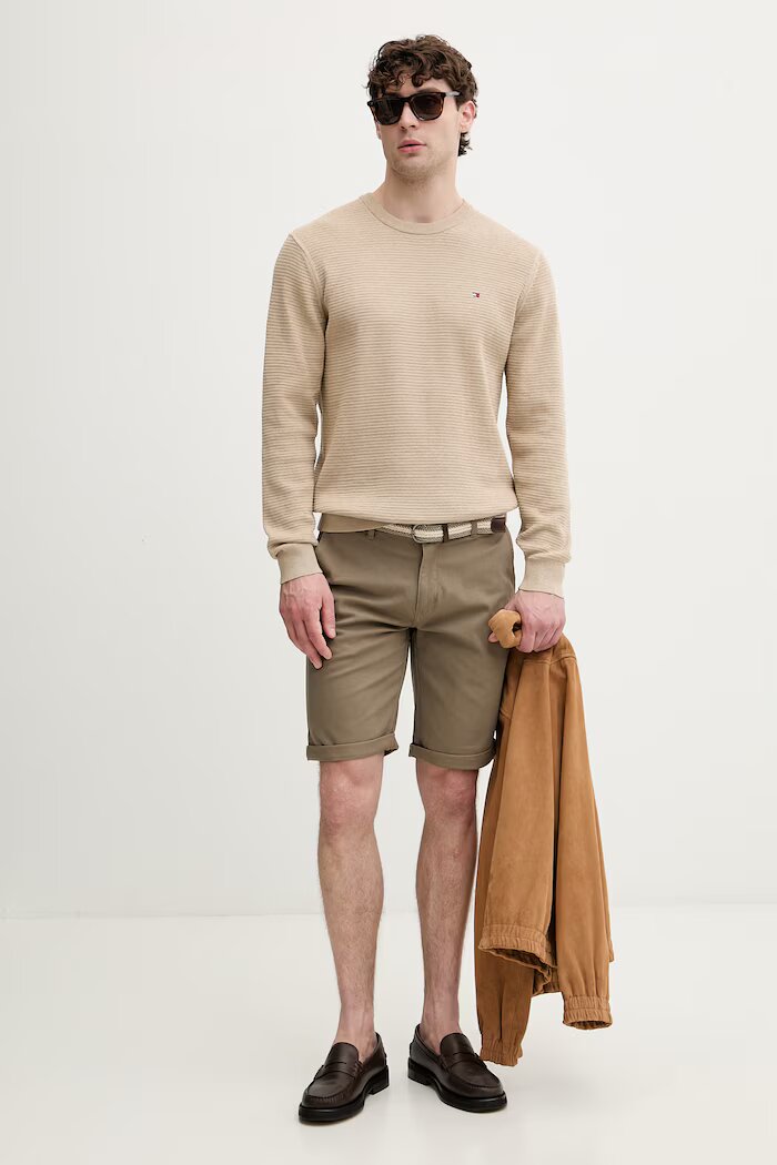 Tommy Hilfiger пуловер мъжки от памук бежов MW0MW42799