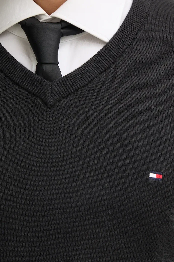 Tommy Hilfiger пуловер мъжки от памук черен MW0MW14745