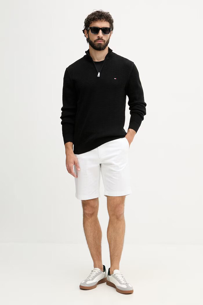 Tommy Hilfiger пуловер мъжки от памук черен MW0MW42916