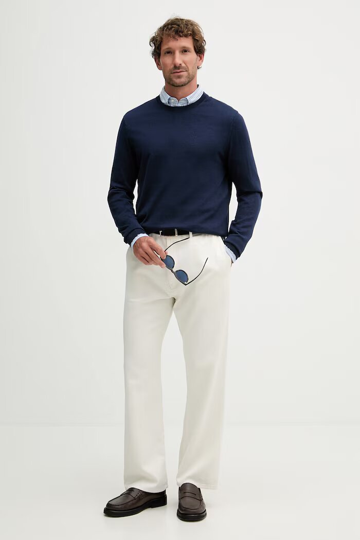 Tommy Hilfiger пуловер мъжки от памук NEW YORK тъмносин MW0MW41820