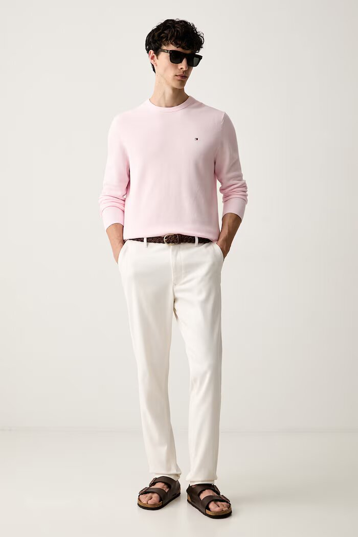 Tommy Hilfiger пуловер мъжки от памук розов MW0MW36347