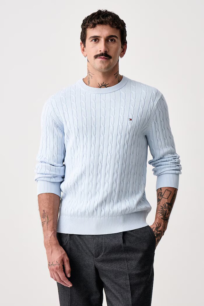 Tommy Hilfiger пуловер мъжки от памук син MW0MW33132