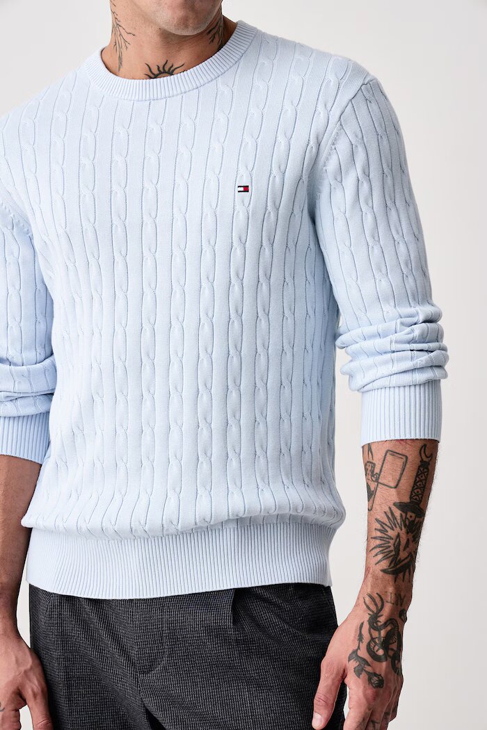 Tommy Hilfiger пуловер мъжки от памук син MW0MW33132