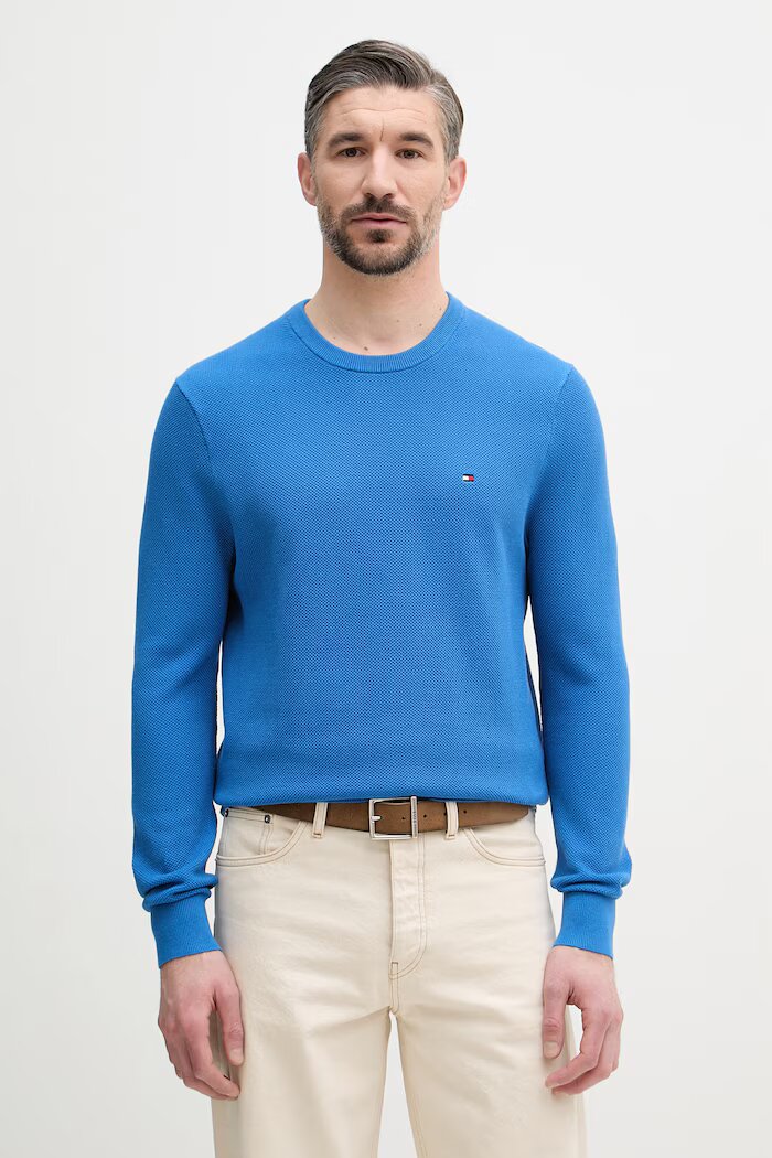 Tommy Hilfiger пуловер мъжки от памук син MW0MW36347