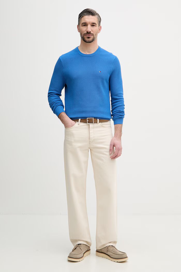 Tommy Hilfiger пуловер мъжки от памук син MW0MW36347