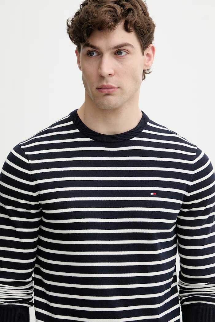 Tommy Hilfiger пуловер мъжки от памук тъмносин MW0MW39999