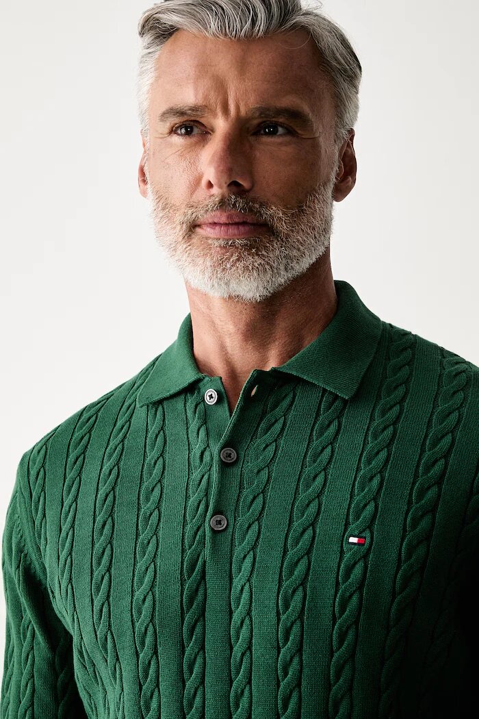 Tommy Hilfiger пуловер мъжки от памук зелен MW0MW41955
