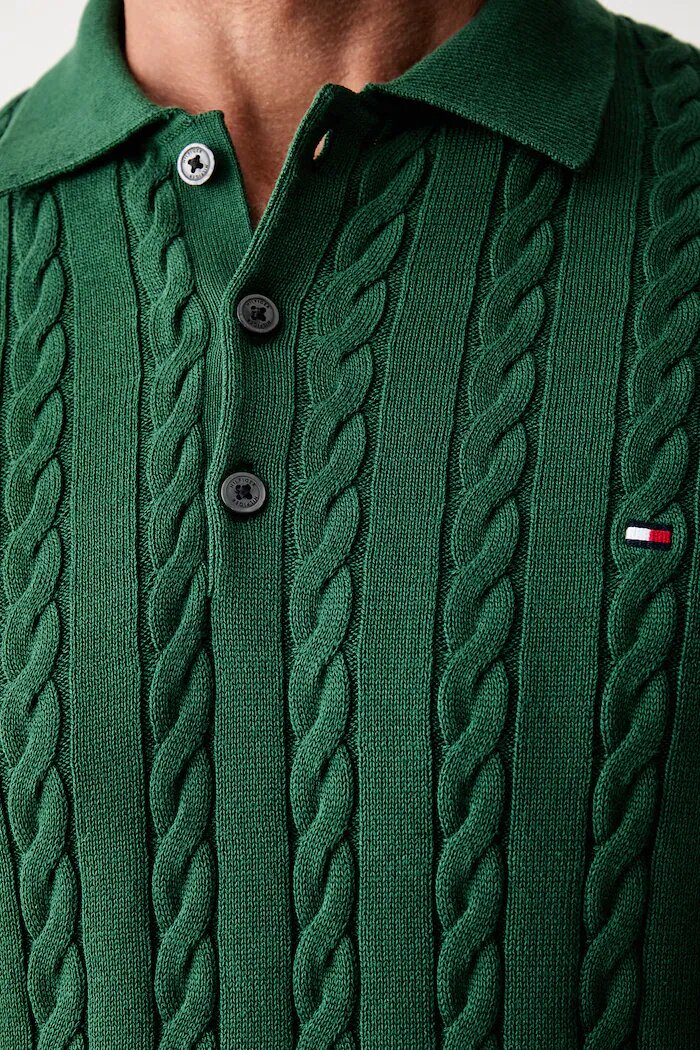 Tommy Hilfiger пуловер мъжки от памук зелен MW0MW41955