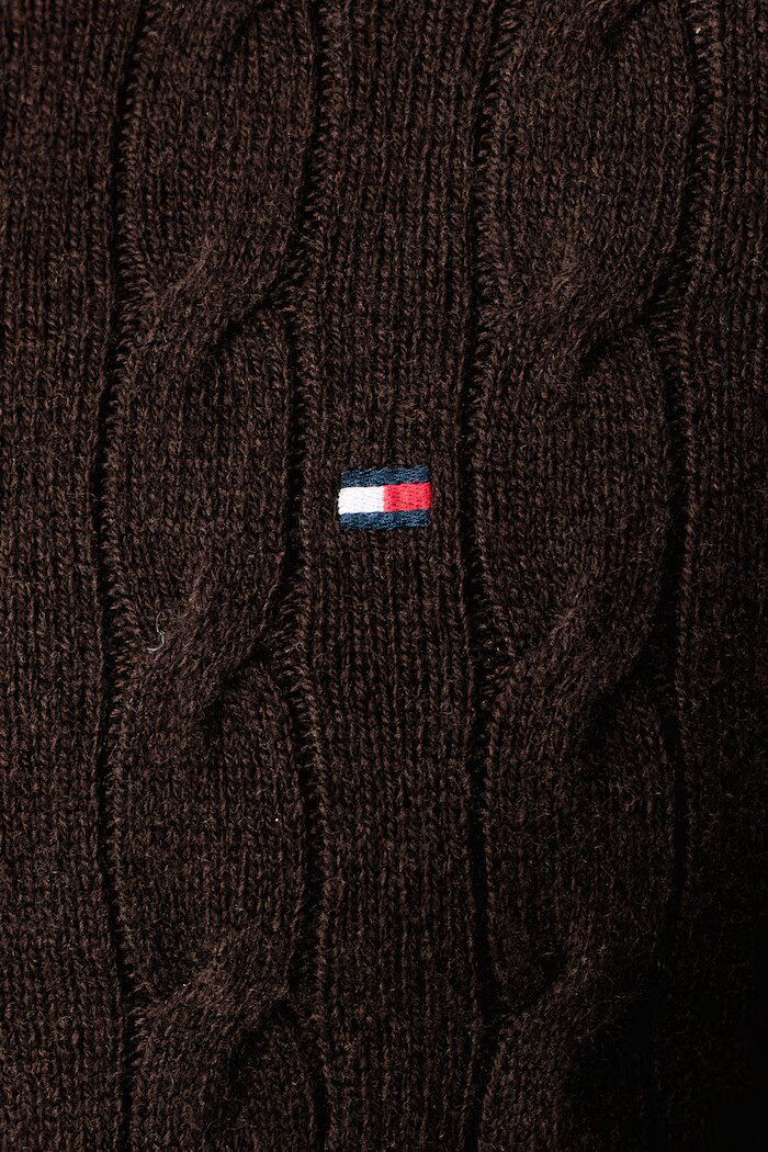 Tommy Hilfiger пуловер мъжки от вълна кафяв MW0MW40442