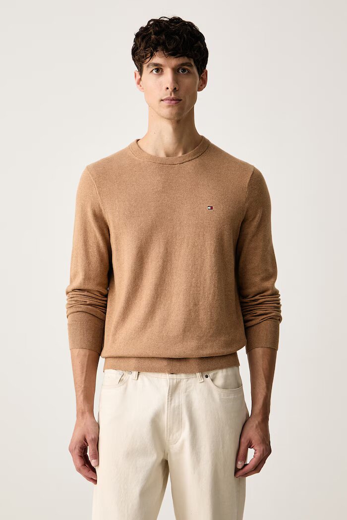 Tommy Hilfiger пуловер мъжки с добавен кашмир бежов MW0MW28046