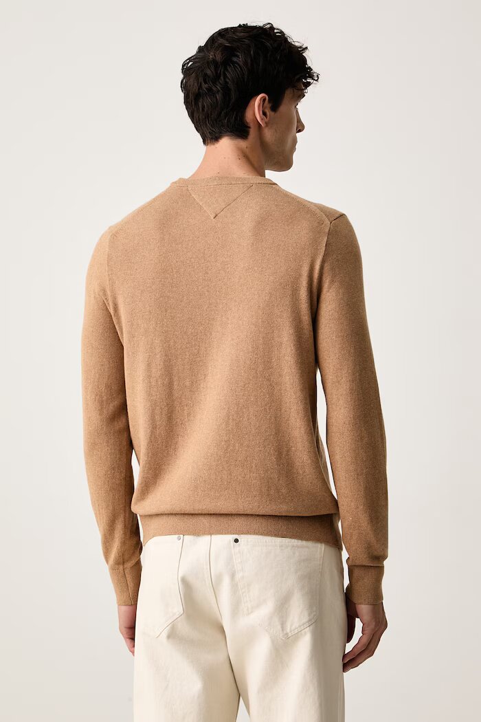 Tommy Hilfiger пуловер мъжки с добавен кашмир бежов MW0MW28046