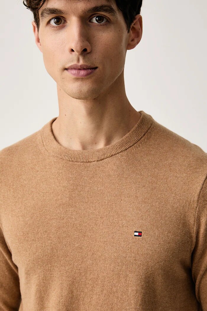 Tommy Hilfiger пуловер мъжки с добавен кашмир бежов MW0MW28046