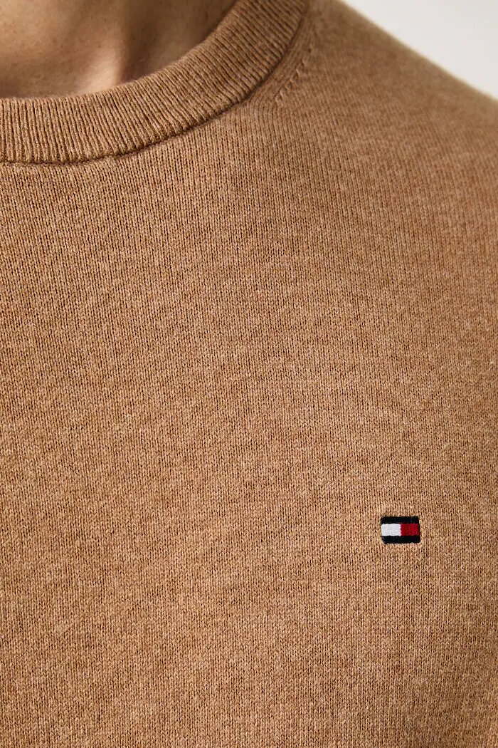 Tommy Hilfiger пуловер мъжки с добавен кашмир бежов MW0MW28046