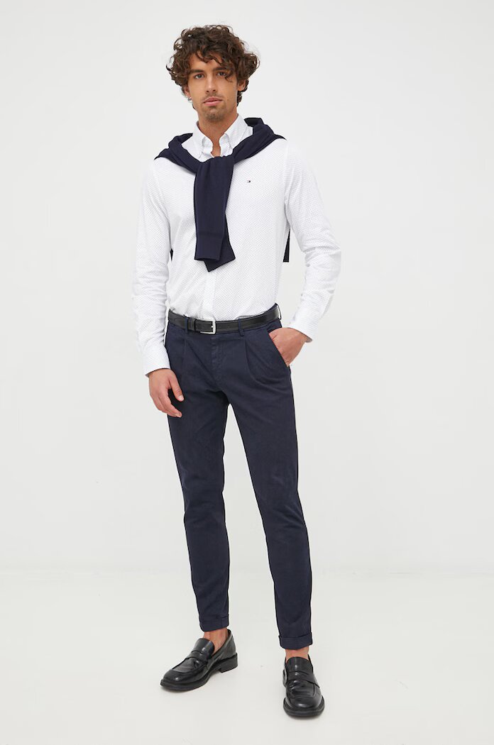 Tommy Hilfiger Пуловер с кашмир мъжки в тъмносиньо от лека материя