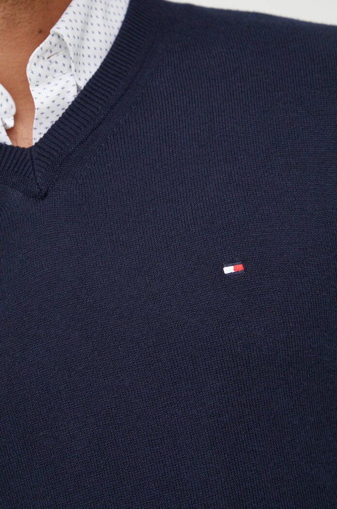 Tommy Hilfiger Пуловер с кашмир мъжки в тъмносиньо от лека материя