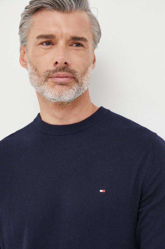 Tommy Hilfiger Пуловер с кашмир мъжки в тъмносиньо от лека материя