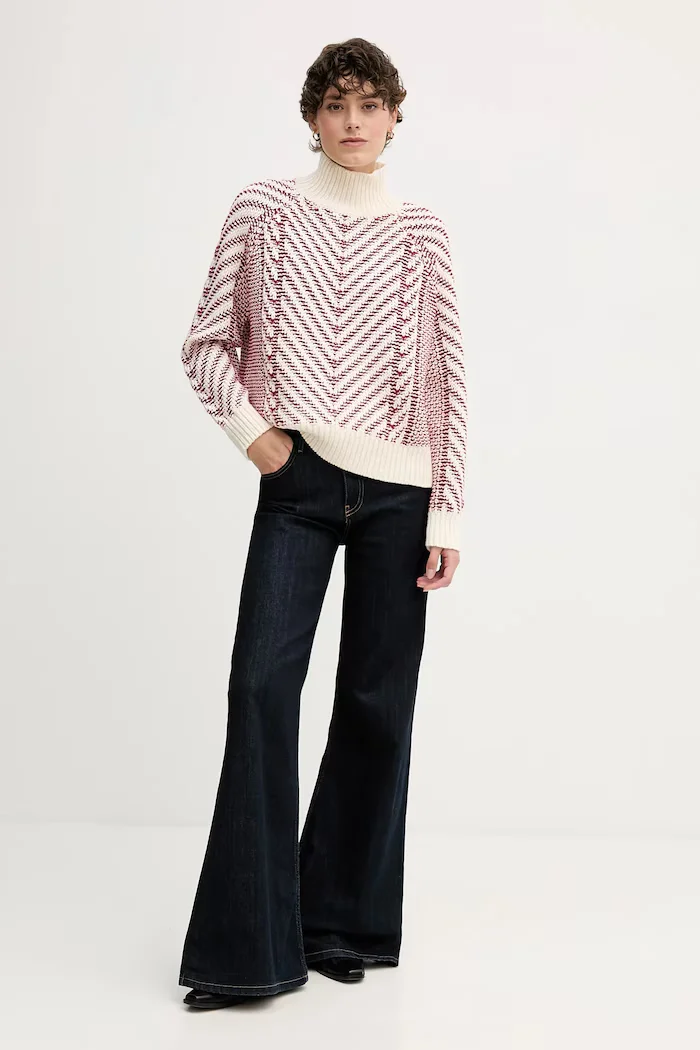 Tommy Hilfiger Пуловер с вълна в червено от топла материя с поло WW0WW46410