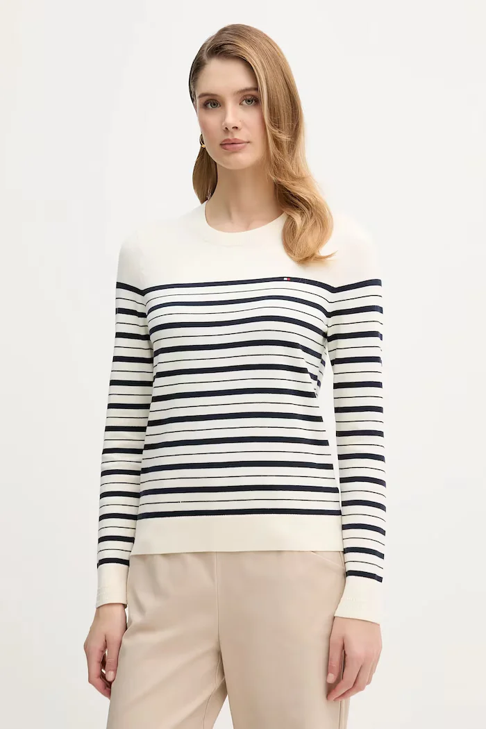 Tommy Hilfiger Пуловер в тъмносиньо от лека материя WW0WW44984