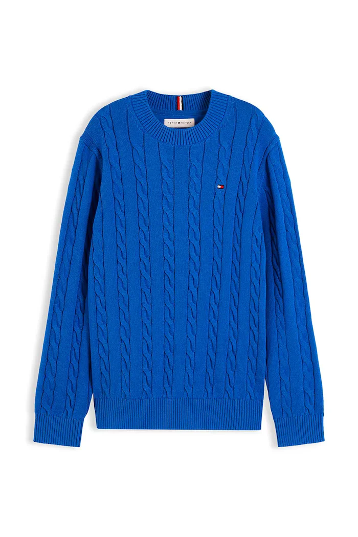 Tommy Hilfiger пуловер за деца от памук син KB0KB09753