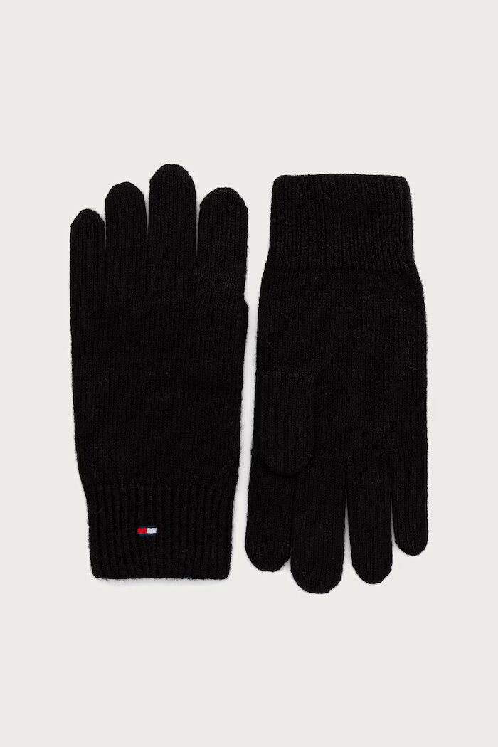 Tommy Hilfiger ръкавици дамски от памучна материя черни AW0AW19131