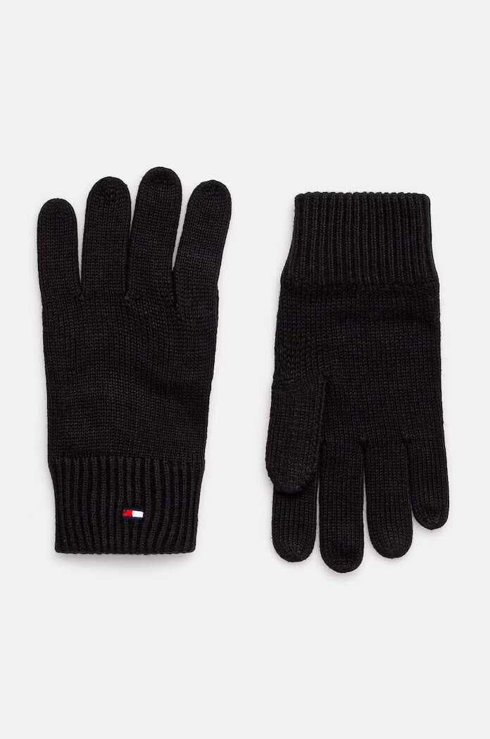 Tommy Hilfiger ръкавици мъжки с кашмир черни AM0AM12845