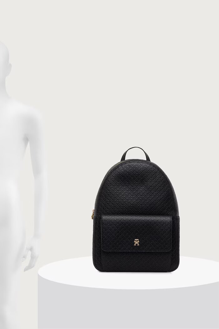 Tommy Hilfiger раница дамска от имитация на кожа черна AW0AW19284