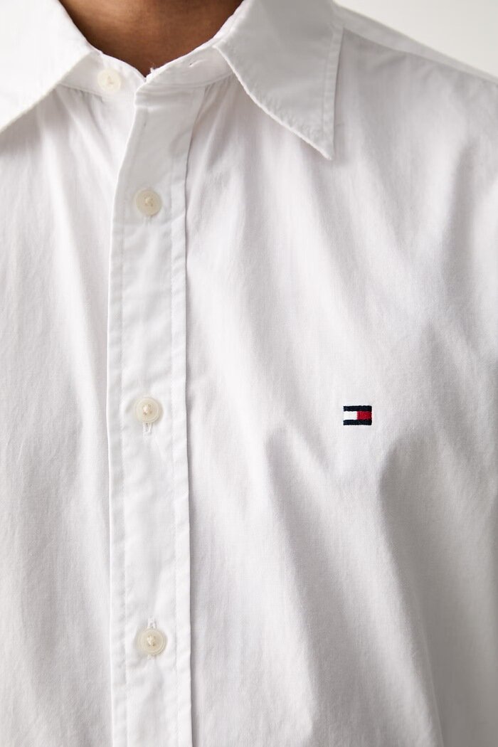 Tommy Hilfiger риза мъжка от памук бяла MW0MW40460