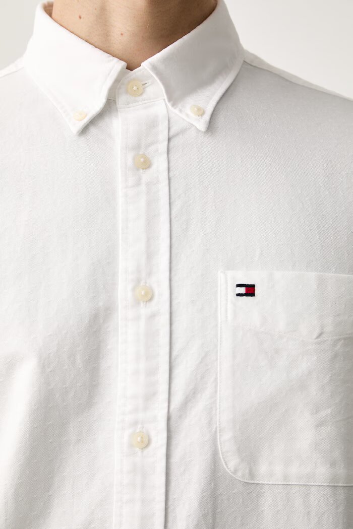 Tommy Hilfiger риза мъжка от памук бяла MW0MW43347